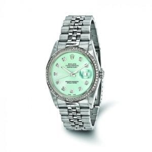 Pre-owned Rolex DateJust 18k White Gold & Stainless Steel Diamond Dial Men's Watch