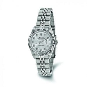Pre-owned Rolex DateJust 18k White Gold & Stainless Steel Diamond Dial Women's Watch