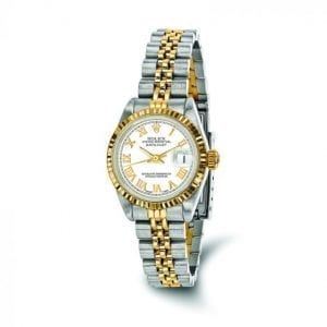 Pre-owned Rolex DateJust 18k Yellow Gold & Stainless Steel White Dial Women's Watch