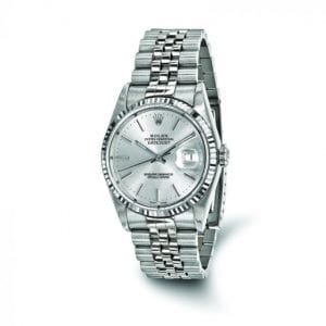 Pre-owned Rolex DateJust 18k White Gold & Stainless Steel Silver Dial Men's Watch