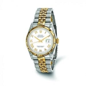 Pre-owned Rolex DateJust 18k Yellow Gold & Stainless Steel White Dial Men's Watch