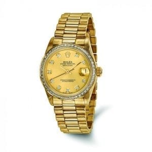 Pre-owned Rolex Presdent 18k Yellow Gold Diamond Dial 31mm Women's Watch