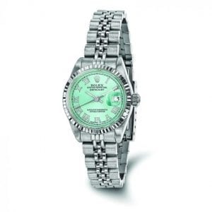 Pre-owned Rolex DateJust 18k White Gold & Stainless Steel Ice Blue Dial Women's Watch