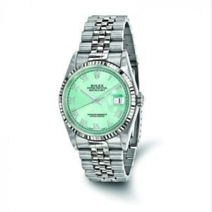 Pre-owned Rolex DateJust 18k White Gold & Stainless Steel Ice Blue Dial Men's Watch