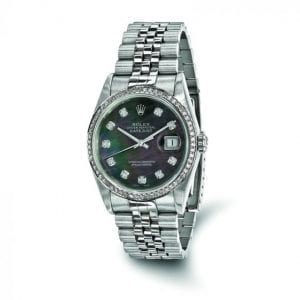 Pre-owned Rolex DateJust 18k White Gold Mother of Pearl Dial Men's Watch