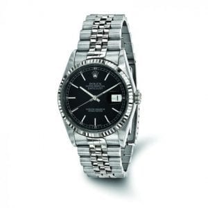 Pre-owned Rolex DateJust 18k White Gold & Stainless Steel Black Dial Men's Watch