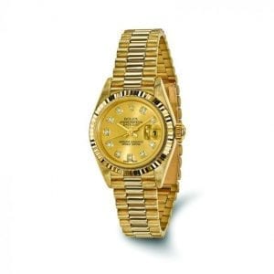 Pre-owned Rolex DateJust President 18k Yellow Gold Diamond Dial Women's Watch