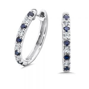 Diamond and Sapphire Hoop Earrings
