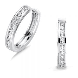 Channel set Diamond Hoops in 14k White Gold (1/4 ct. tw.) HI/SI2-SI3