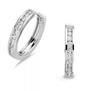 Channel set Diamond Hoop Earrings