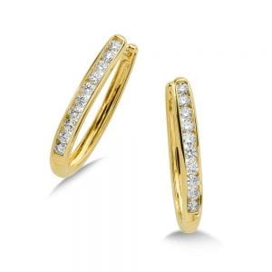 Channel set Diamond Oval Hoops in 14k Yellow Gold (3/4 ct. tw.) HI/SI2-SI3