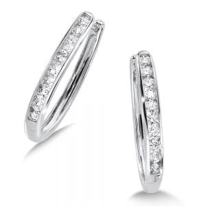Channel set Diamond Oval Hoops in 14k White Gold (3/4 ct. tw.) HI/SI2-SI3