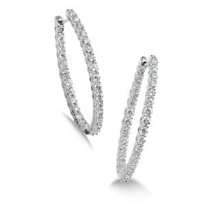 Pave set Diamond Oval Reflection Hoop Earrings