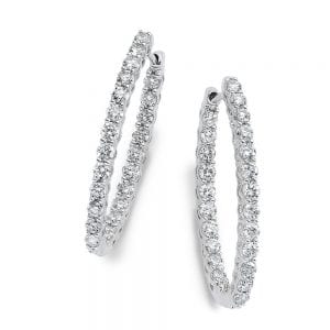 Pave set Diamond Oval Reflection Hoops in 14k White Gold (1 3/4 ct. tw.) HI/SI2-SI3