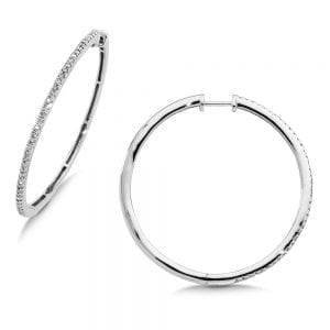 Pave set Slim Diamond Hoops in 14k White Gold (1/5 ct. tw.) JK/I1