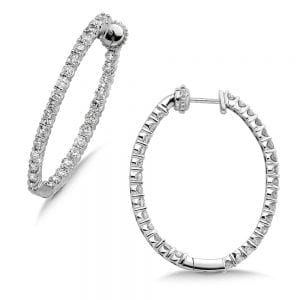 Pave set Diamond Oval Reflection Hoops in 14k White Gold (1 1/2 ct. tw.) JK/I1