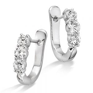 Prong Set set Diamond Hoop Earrings