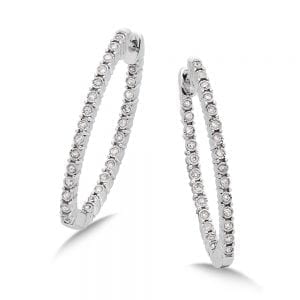 Pave set Diamond Twisted Inside/Out Hoop Earrings