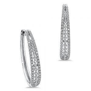 Prong set Diamond Hoops in 14k White Gold