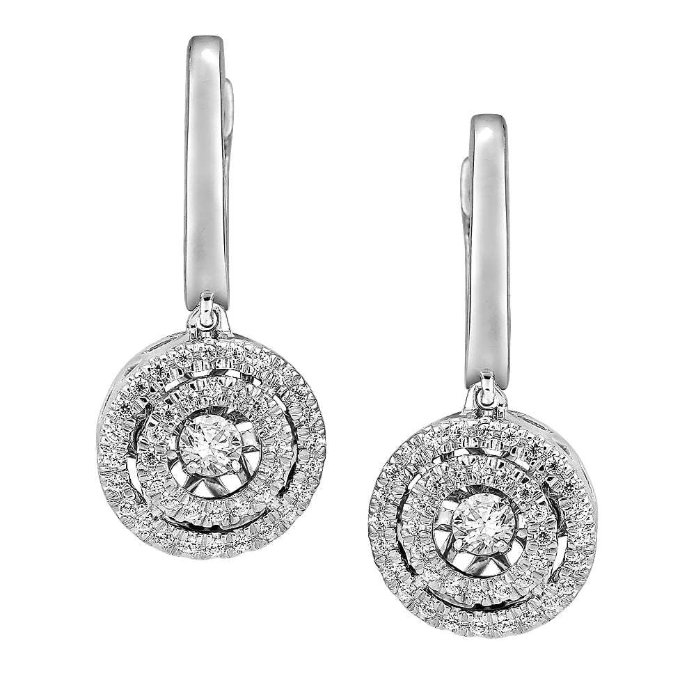 Dancing Diamond Round Halo Earrings
