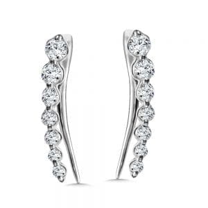 Graduated Bezeled Climber Diamond Earrings