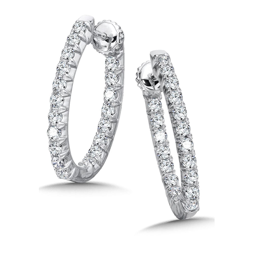 Diamond Oval Hoop Earrings