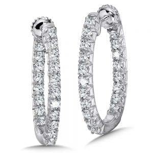 Diamond Oval Hoop Earrings