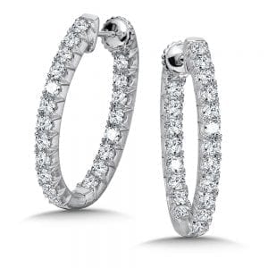 Diamond Oval Hoop Earrings