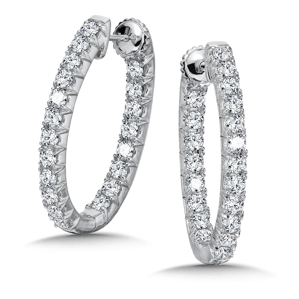 Diamond Oval Hoop Earrings