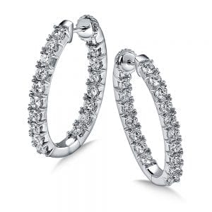 Pave Set Diamond Oval Hoops