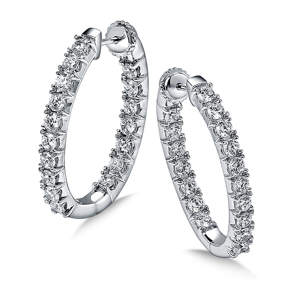 Pave Set Diamond Oval Hoops