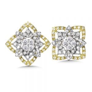 14K White and Yellow Gold Floral Diamond Ring