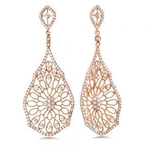 14K Rose Gold Diamond Earrings