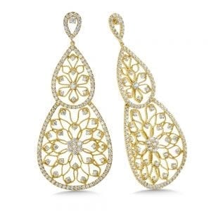 14K Yellow Gold Diamond Earrings