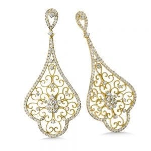 14K Yellow Gold Diamond Earrings