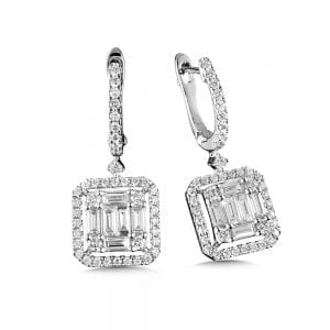 14K White Gold Diamond Earrings
