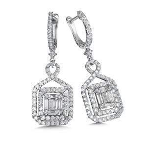 14K White Gold Diamond Earrings