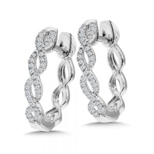 Criss Cross Diamond Hoop Earrings