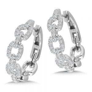 Cable Chain Diamond Hoop Earrings
