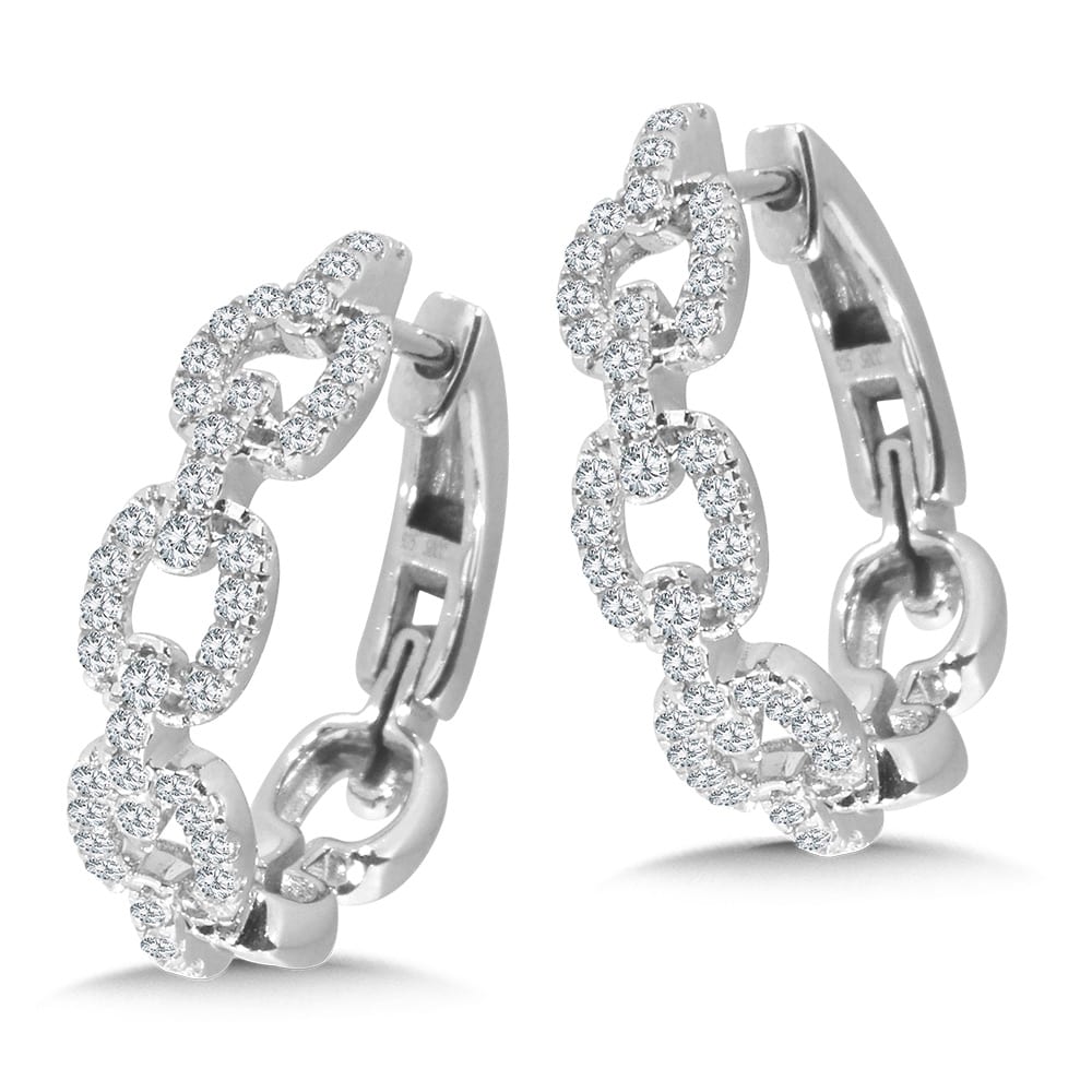 Cable Chain Diamond Hoop Earrings
