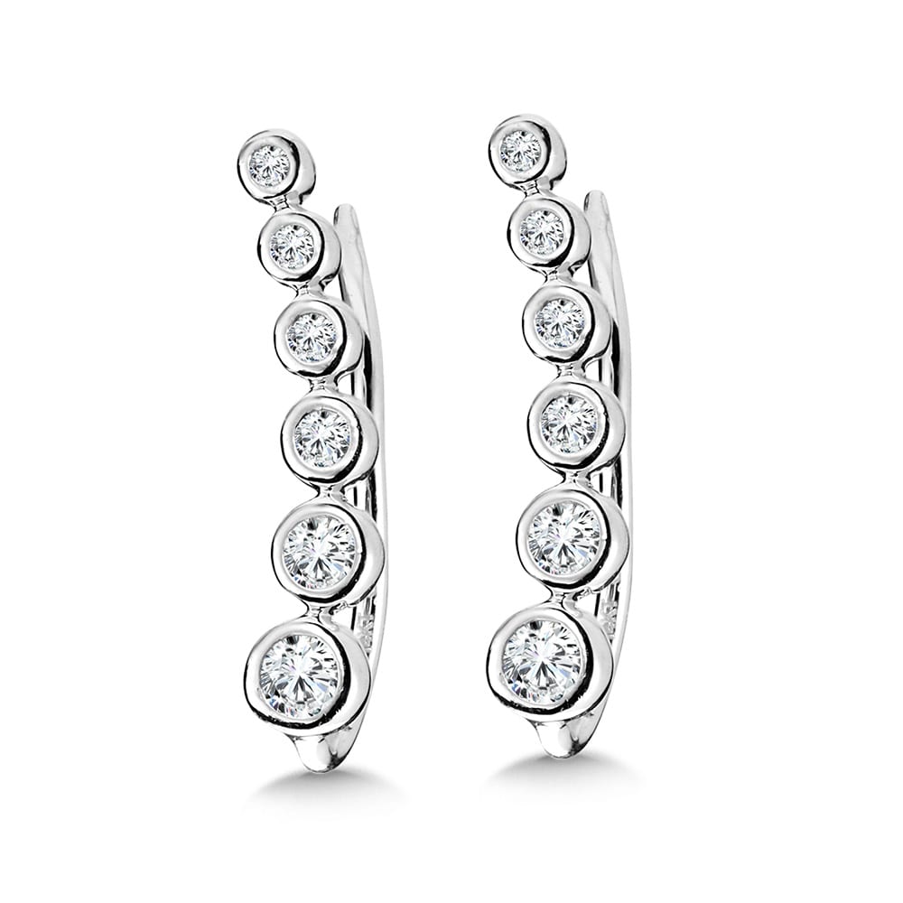 Graduated Bezeled Climber Diamond Earrings