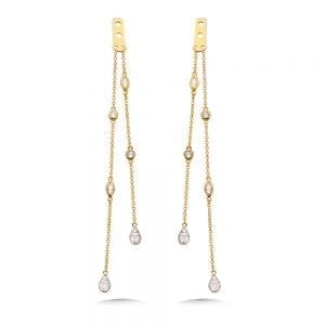 2-Strand Marquise and Pear Bezeled Diamond Enhancer Earrings
