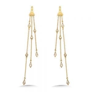 3-Strand Round and Kite Bezeled Diamond Enhancer Earrings