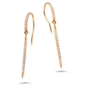 14K Rose Gold Pave Diamond Earrings