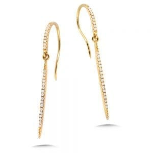 14K Yellow Gold Pave Diamond Earrings