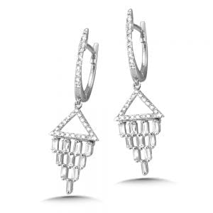 Pave Diamond and Baguette Kite Earrings