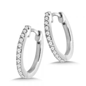 14K White Gold Classic Petite Golden Diamond Huggie Hoop Earrings