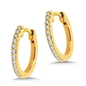 14K Yellow Gold Classic Petite Diamond Huggie Hoop Earrings