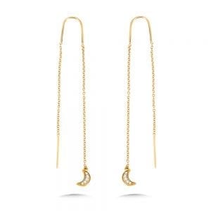 Diamond Moon Threader Earrings