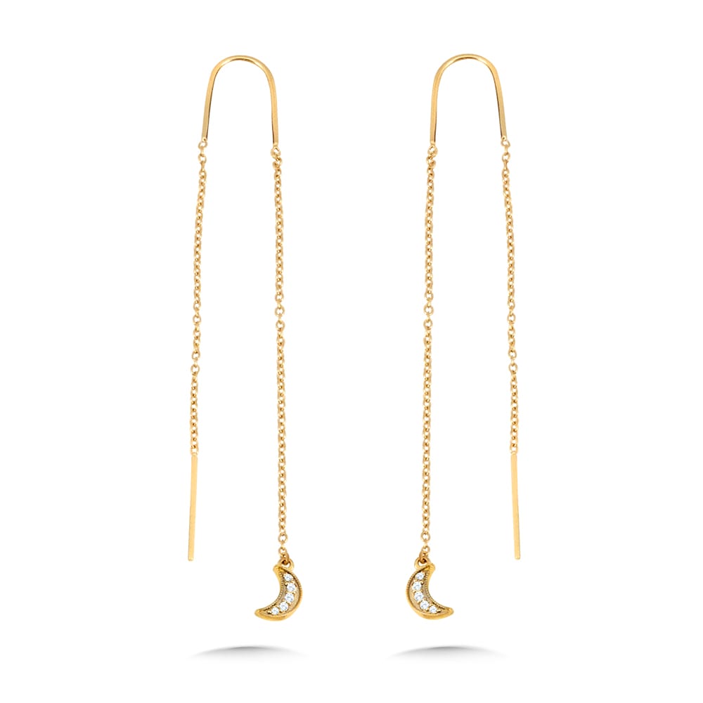 Diamond Moon Threader Earrings